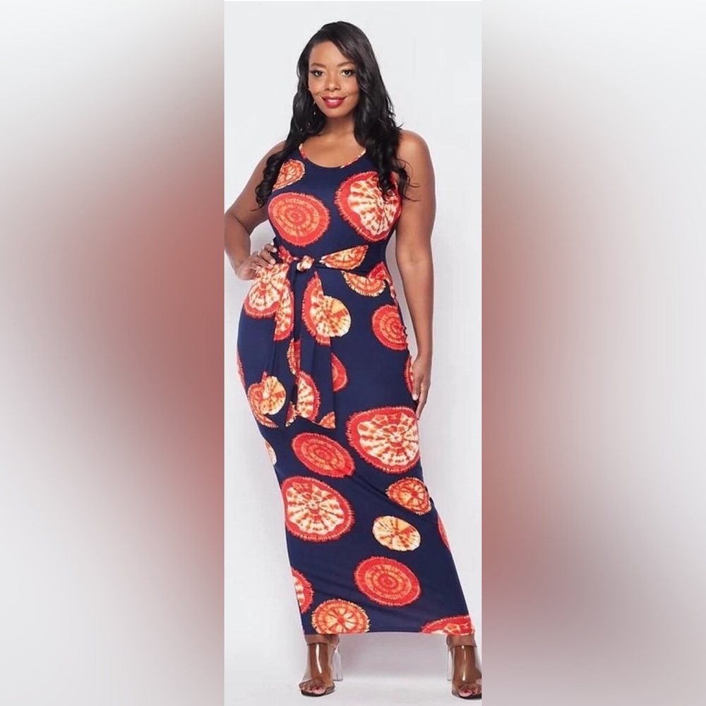 Plus Size Sleeveless Tie-Dye Dress